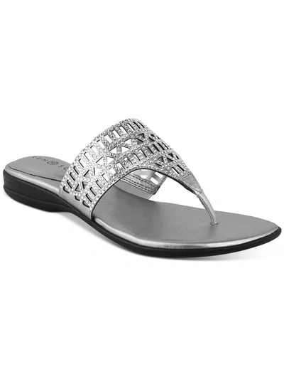 Shop Karen Scott Soniya Womens Slip On Flip-flops Thong Sandals In Silver