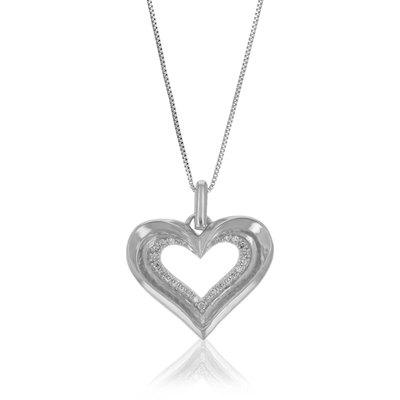 Vir Jewels 1/10 Cttw Lab Grown Diamond Heart Shape Pendant Necklace .925 Sterling Silver For Women 3/4 Inch Wit In Silver