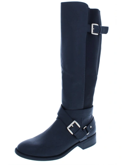 Shop Thalia Sodi Vada Womens Faux Leather Over-the-knee Riding Boots In Black