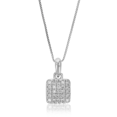 Vir Jewels 1/10 Cttw Lab Grown Diamond Square Pendant Necklace .925 Sterling Silver 1/4 Inch With 18 Inch Chain In Silver