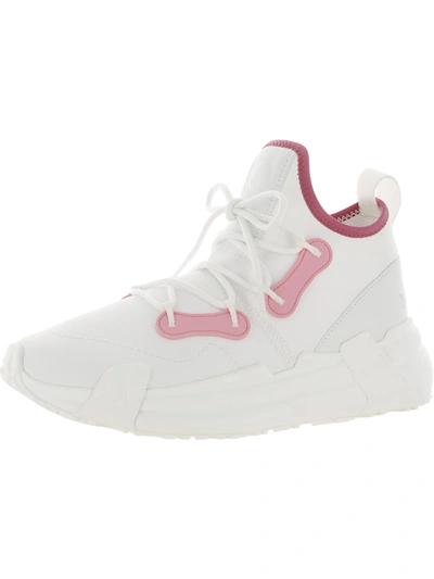 Shop Moncler Lunarove Tri Womens Leather Fitness Running Shoes In White