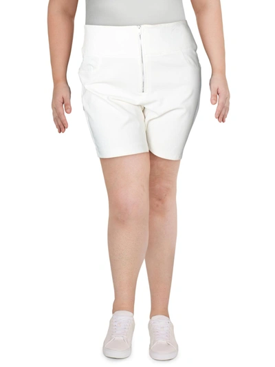 Shop Danielle Bernstein Womens High Waist Solid Bike Shorts In White