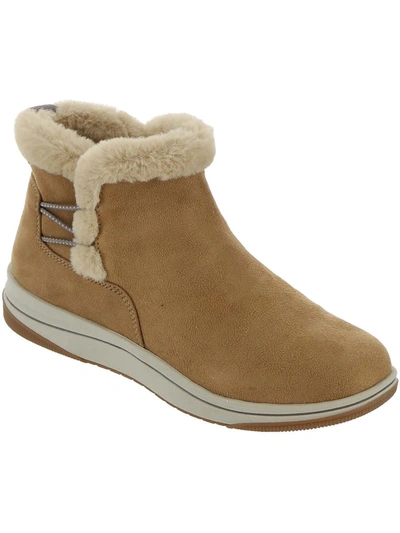 Shop Cloudsteppers By Clarks Breeze Fur Womens Faux Leather Faux Fur Lined Ankle Boots In Beige