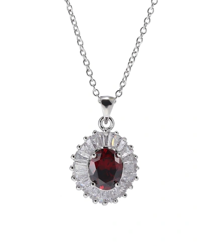 Shop Ballstudz Silver Tone Layered Cubic Zirconia Pendant Necklace In Red