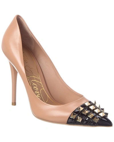 Shop Valentino Rockstud Alcove 110 Leather Pump In Beige