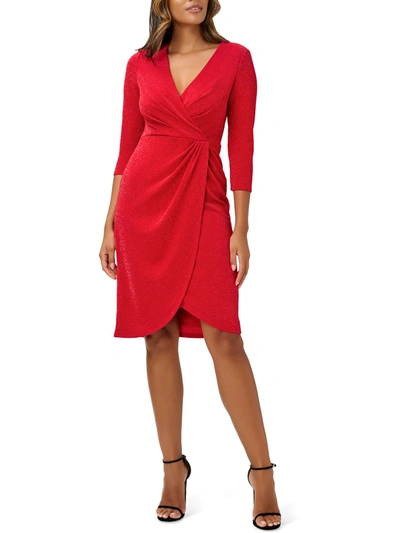Shop Adrianna Papell Womens Metallic Knee-length Cocktail And Party Dress In Red