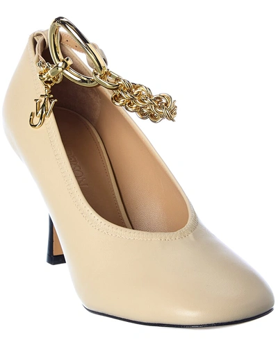Shop Jw Anderson Chain Leather Pump In Beige