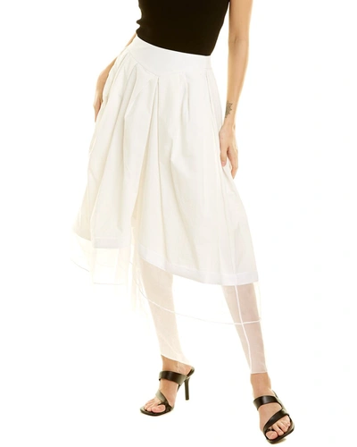Shop Rosie Assoulin Sheer Panel Silk-lined Skirt In White