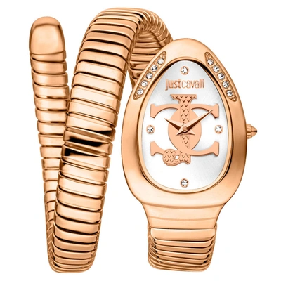 Shop Just Cavalli Women's Snake Silver Dial Watch In Gold