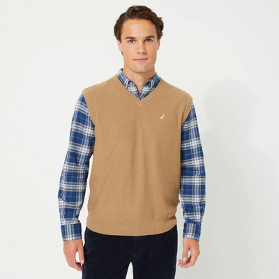 Shop Nautica Mens Big & Tall Navtech V-neck Sweater Vest In Brown