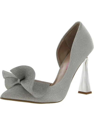 Shop Betsey Johnson Nobble Womens Glitter Bow D'orsay Heels In Silver