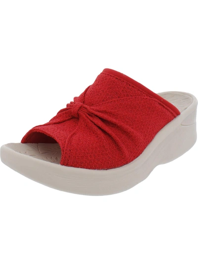 Shop Bzees Sunburst Womens Padded Insole Slip On Wedge Sandals In Red