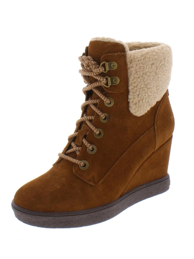 Shop Evolve By Easy Spirit Everett Womens Suede Faux Fur Ankle Boots In Multi