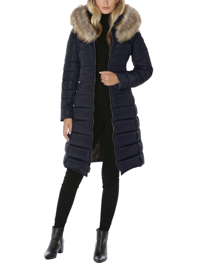 Shop Laundry By Shelli Segal Womens Faux Fur Trim Cold Weather Parka Coat In Multi
