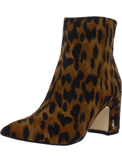 Shop Sam Edelman Hilty Womens Calf Hair Leopard Print Ankle Boots In Multi