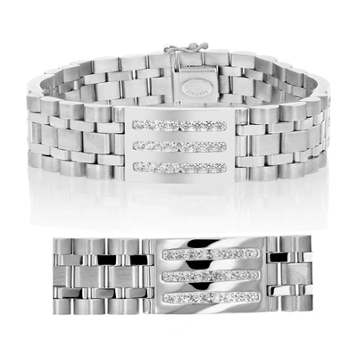 Vir Jewels 3.00 Cttw Men's Diamond Bracelet Italian 14k White Gold Vs2-si1 Clarity 70 Grams In Silver
