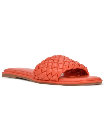 Shop Nine West Ohhi 3 Womens Slip On Flat Slide Sandals In Orange
