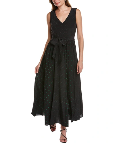 Shop Elie Tahari Polka Dot Silk Maxi Dress In Black
