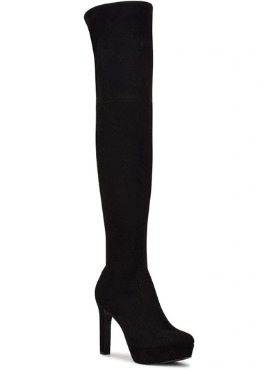 Shop Nine West Gotcha Womens Suede Platforms Knee-high Boots In Black
