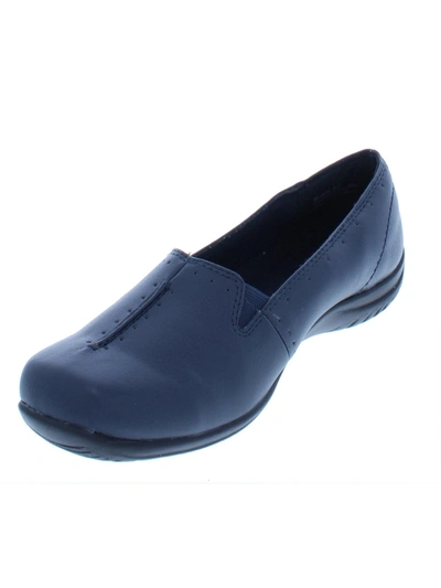 Shop Easy Street Purpose Womens Faux Leather Square Toe Loafers In Blue