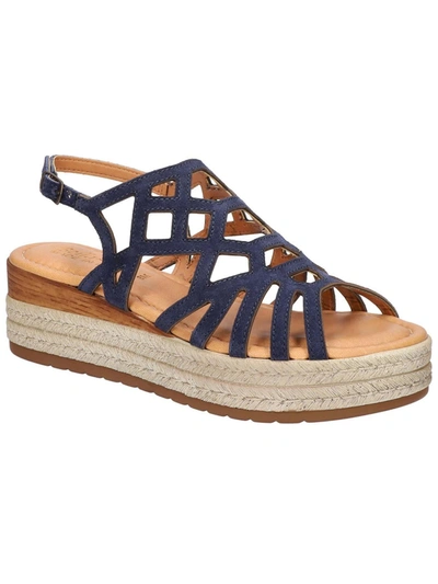 Shop Bella Vita Zip-italy Womens Suede Caged Flatform Sandals In Blue