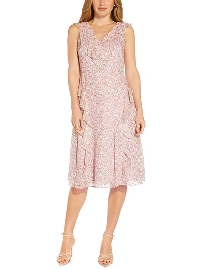 Shop Adrianna Papell Womens Floral Print Knee-length Fit & Flare Dress In Pink