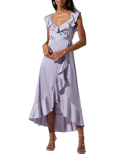 Shop Astr Womens Satin Midi Wrap Dress In Multi