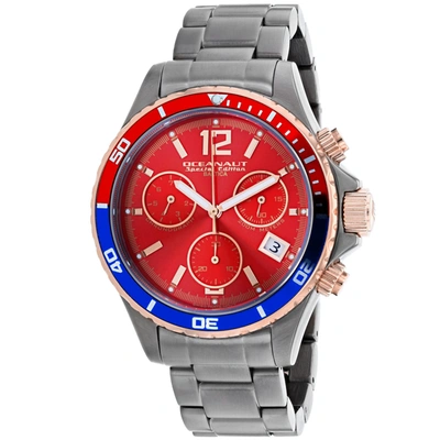 Shop Oceanaut Men's Red Dial Watch In Black