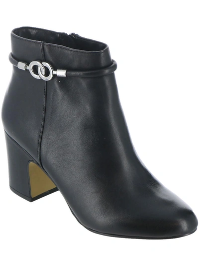 Bella Vita Diaz Womens Block Heel Leather Ankle Boots In Black