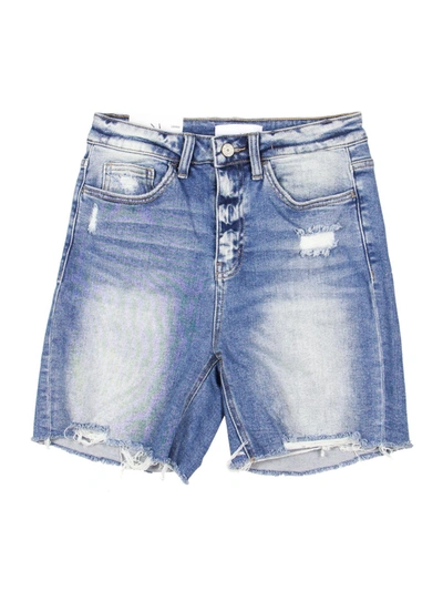 Shop Vervet Sienna Womens Denim Frayed Hem Cutoff Shorts In Blue