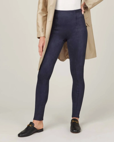 Shop Spanx Faux Suede Leggings In Classic Navy In Blue