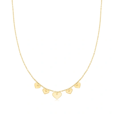 Shop Canaria Fine Jewelry Canaria Italian 10kt Yellow Gold Graduated Heart Necklace In White