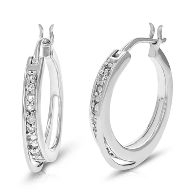Vir Jewels 1/10 Cttw 12 Stones Round Lab Grown Diamond Hoop Earrings .925 Sterling Silver Prong Set 2/3 Inch In Silver