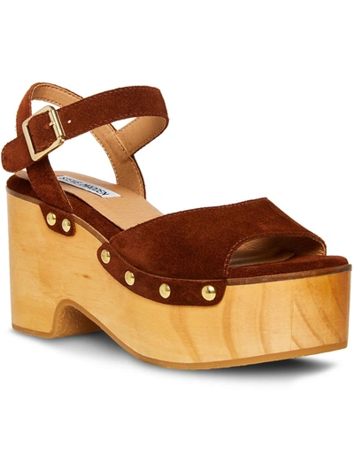Shop Steve Madden Mindful Womens Leather Dressy Platform Sandals In Brown