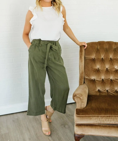 Shop Velvet Heart Amandine Paperbag Pants In Olive In Green