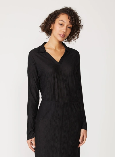 Shop Stateside Knit Plisse Midi Skirt In Black