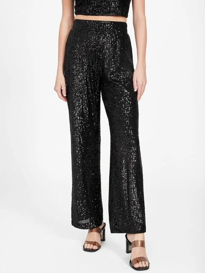 Shop Guess Factory Sabine Sequin Palazzo Pants In Black