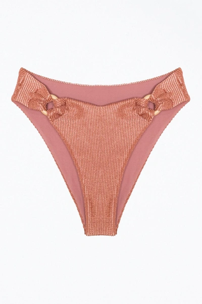 Shop Soah Rebecca Ribbed O-ring Bikini Bottom In Blush In Pink