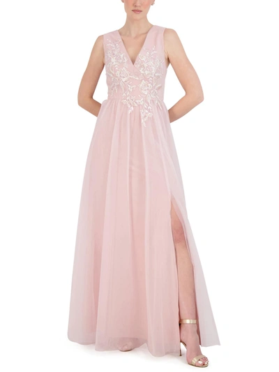 Shop Bcbgmaxazria Womens Embroidered Maxi Evening Dress In Pink