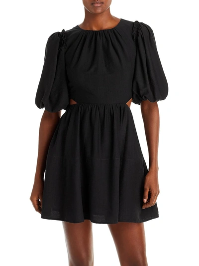 Shop Moon River Womens Open Back Pleated Neck Mini Dress In Black