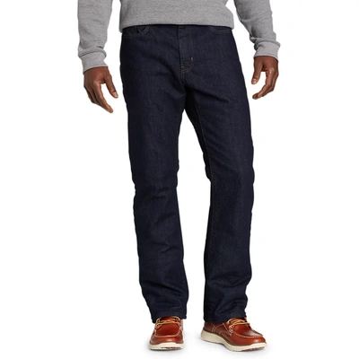 Shop Eddie Bauer Men's Field Flannel-lined Flex Straight Jeans In Brown