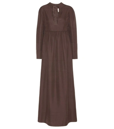 Shop Valentino Silk Dress In Brown