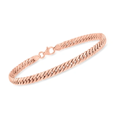 Shop Ross-simons Italian 14kt Rose Gold Cuban-link Bracelet In Pink