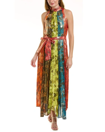 Shop Alice And Olivia Mertie Silk-blend Maxi Dress In Multi