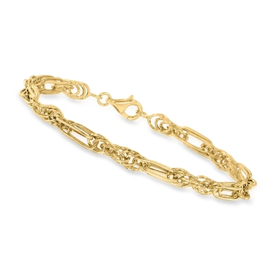 Shop Canaria Fine Jewelry Canaria 10kt Yellow Gold Alternating Link Bracelet In White