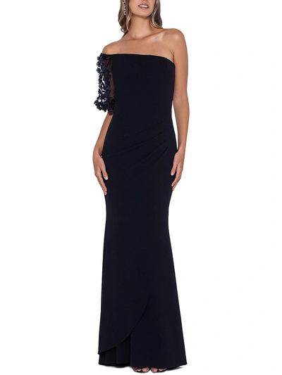 Shop Xscape Womens Pleated Long Evening Dress In Black