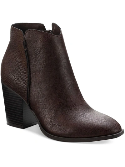 SUN + STONE GRACEYY WOMENS FAUX LEATHER BLOCK HEEL ANKLE BOOTS 