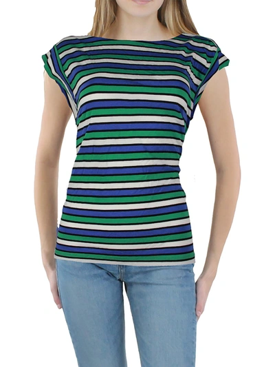 Shop Anne Klein Plus Womens Modal Blend Striped Pullover Top In Multi
