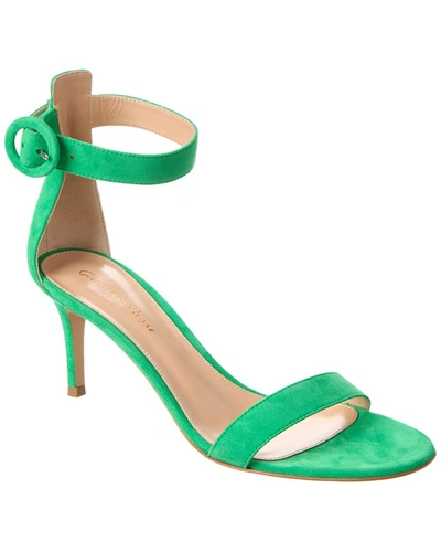Shop Gianvito Rossi Portofino 70 Suede Sandal In Green