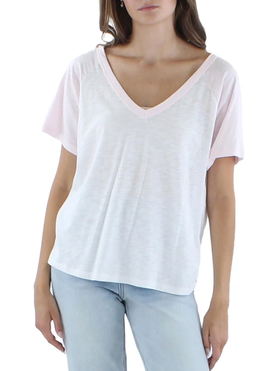 Shop Veronica Beard Hallie Womens Colorblock V-neck T-shirt In White